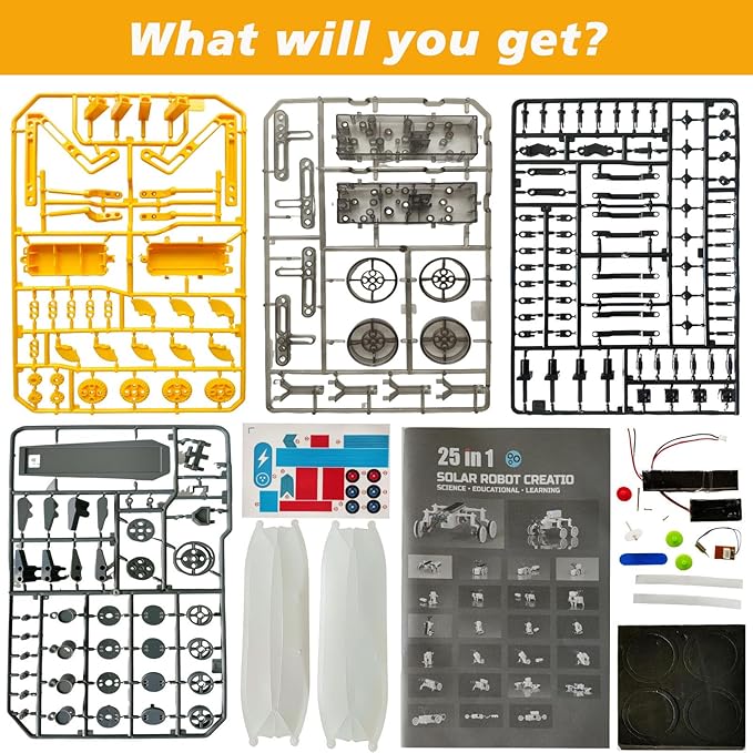 STEM 25-in-1 Education Solar Power Toys for Boys Age 8-12, Science Kits Robots Toys for Ages 8-13, Building Toys Robotics Experiment Set Birthday Gifts for Kids 8 9 10 11 12 13 14Years Old