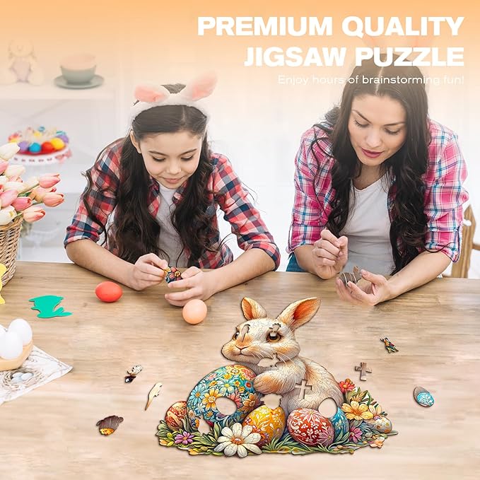 Wooden Puzzles for Adults - Wonderful Easter Bunny Wooden Puzzles - Unique Shaped Wooden Jigsaw Puzzles - Animal Wooden Puzzle Creative Bunny Gifts - Puzzle Toys - (220pcs)