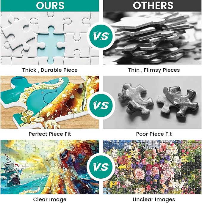 300 Piece Puzzle for Adults, Jigsaw Puzzle, Ocean Sailboat Octopus Jigsaw Puzzles, Funny Family Game and Learn About The Beauty of The Ocean, Friends Family Activity Game Nights Gifts, 20.5x15 in