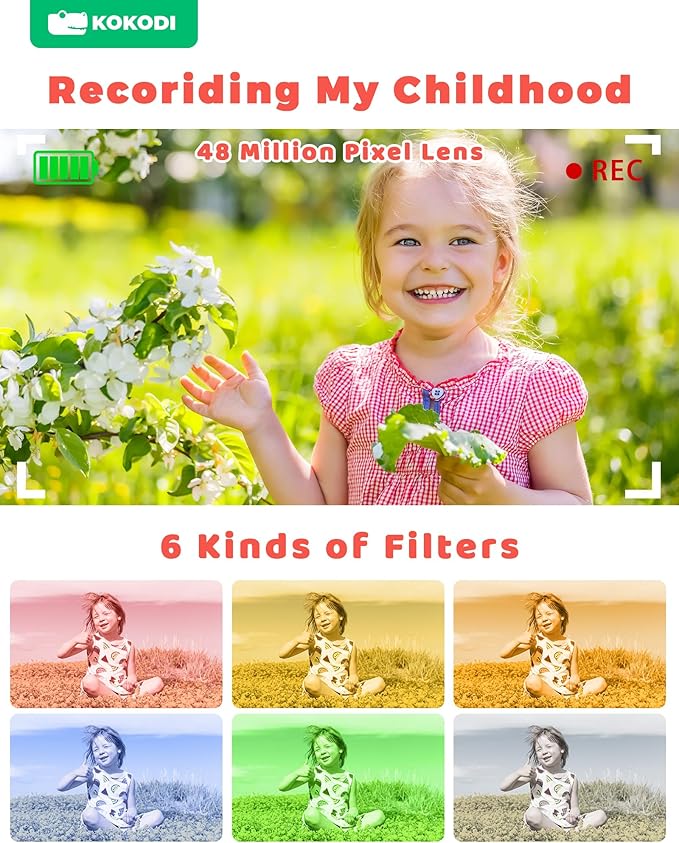 KOKODI Kids Camera Toy Digital Camera for Kids, Birthday Gifts for Girls Age 3-12, 1080P HD Video Camera for Toddler, Unicorn Children Toys for 3 4 5 6 7 8 9 Year Old Girls with 32GB SD Card