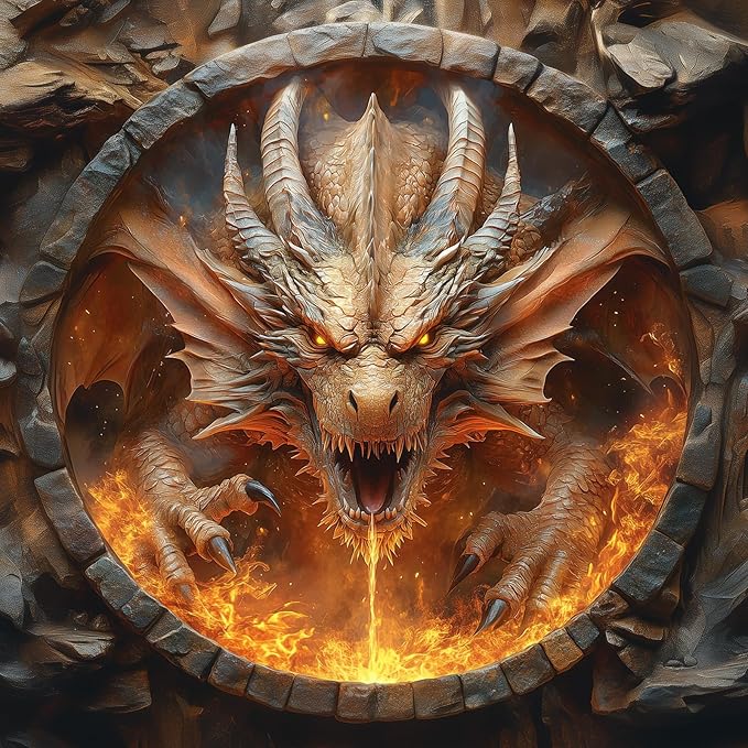 Bgraamiens 1000 Piece Jigsaw Puzzle - Dracarys Fantasy Dragon Art for Adults - Challenging Fire-Breathing Creature Puzzle for Game Room Wall Decor & Gifts