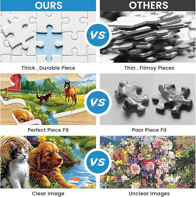 300 Piece Jigsaw Puzzle for Adults, 300 Piece Jigsaw Puzzle for Kids, Horse and Cat Jigsaw Puzzles, Animal Jigsaw Puzzles, Creative Games and Holiday Party Gifts, Fun and Challenging Family Games