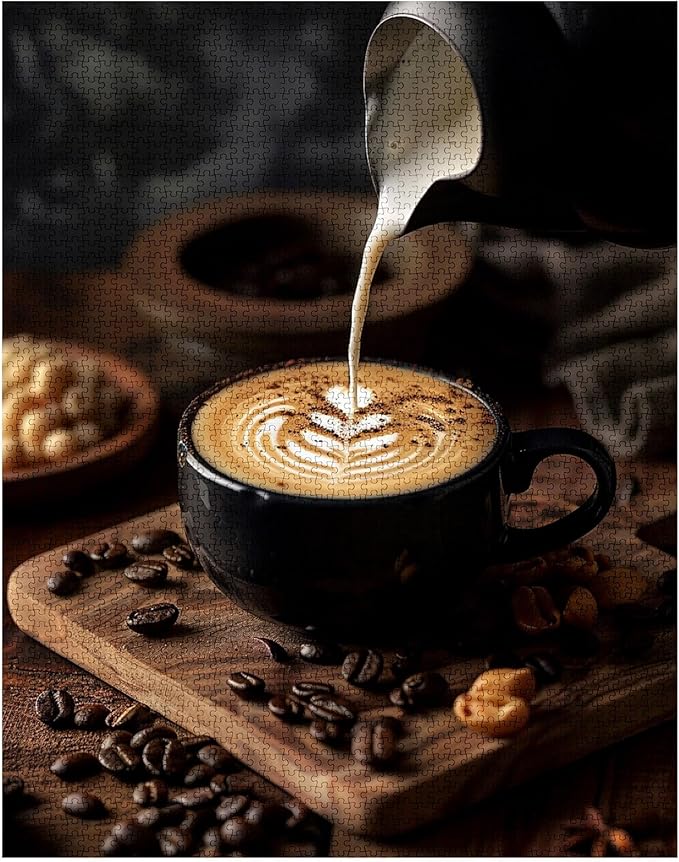 Tucocoo Coffee Beans Jigsaw Puzzle 1000 Pieces Puzzles for Adults, Coffee Cup Food Art Jigsaw Puzzles for Challenging Family Activity Games 27 x 20 inch Colorful DIY Puzzle for Home Decor Gifts