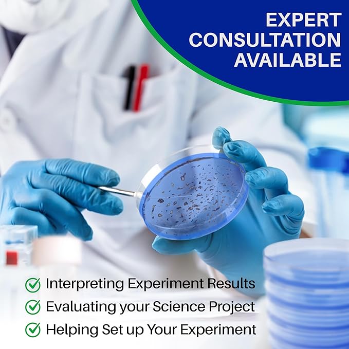 Evviva Sciences Nutrient Agar Petri Dishes Science Project Kit, Pre-Poured Agar Plates for Science Experiments, with Experiment eBook (Blue)