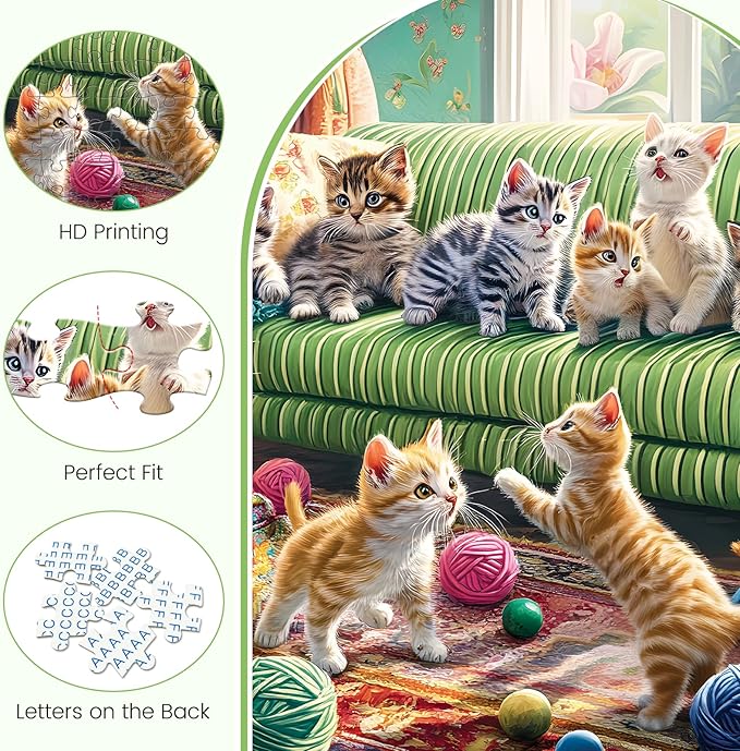300 Piece Puzzles for Adults, Cute Cats 300 Piece Puzzle, Playful Kittens in Living Room Jigsaw Puzzle, Perfect for Family Game Night, Home Wall Decor, Ideal Gift for Adults, Kids, Seniors