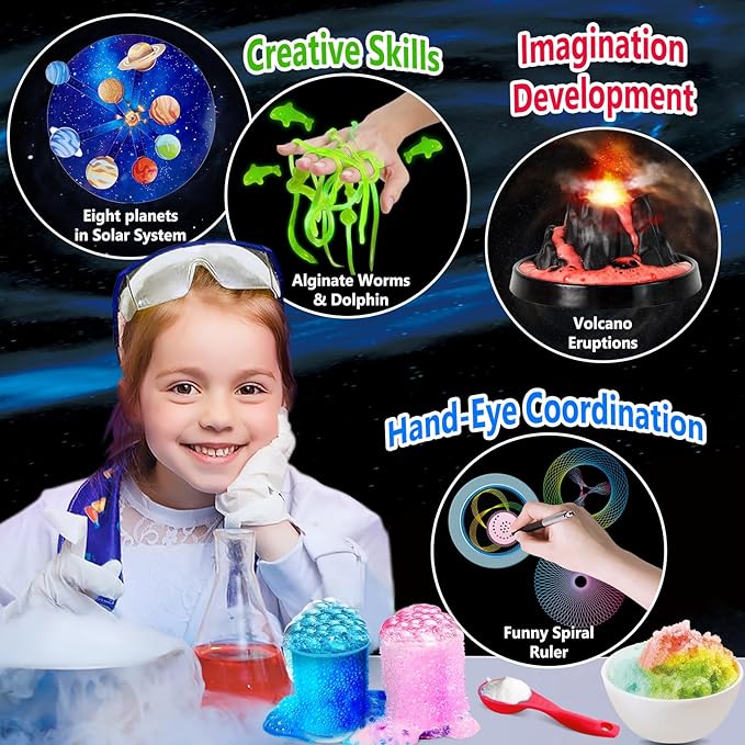 UNGLINGA 250+ Science Experiments Kits for Kids, Boys Girls Toys Birthday Gifts Ideas, Chemistry Set, S.T.E.M Educational Project, Volcano Scientist Kit