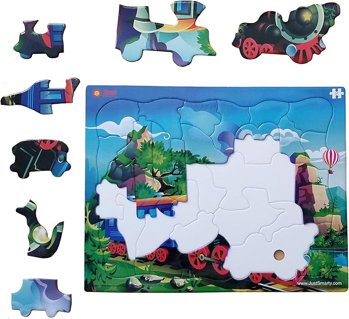 Just Smarty Train Puzzle for Boys and Girls | 31 Pieces | Unique Shapes Design | Toddler Best Gift | Train Toys for Boys 4-7 | Large Pieces Puzzle