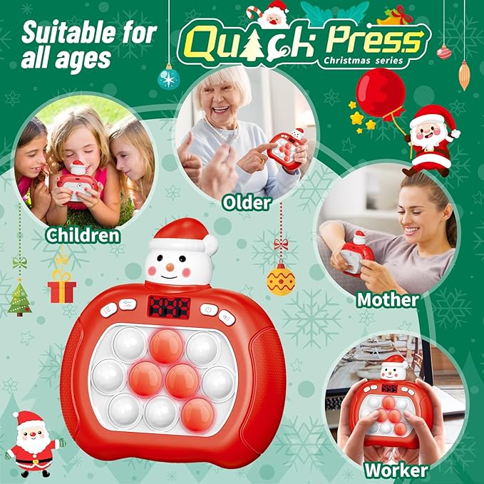 Upgraded Pop Push Game Toy for Kids, Quick Fast Push Pop Puzzle Handheld Game Light up Fidget Toy 8-12, Bubble Sensory Toys Christmas Stocking Stuffers Birthday Gifts for Kids Ages 3-12