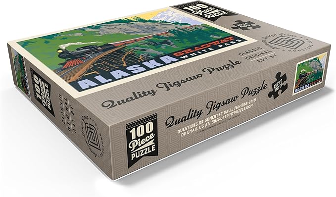 MyPuzzle Alaska: Skagway, Vintage Poster - Premium 100 Piece Jigsaw Puzzle for Adults
