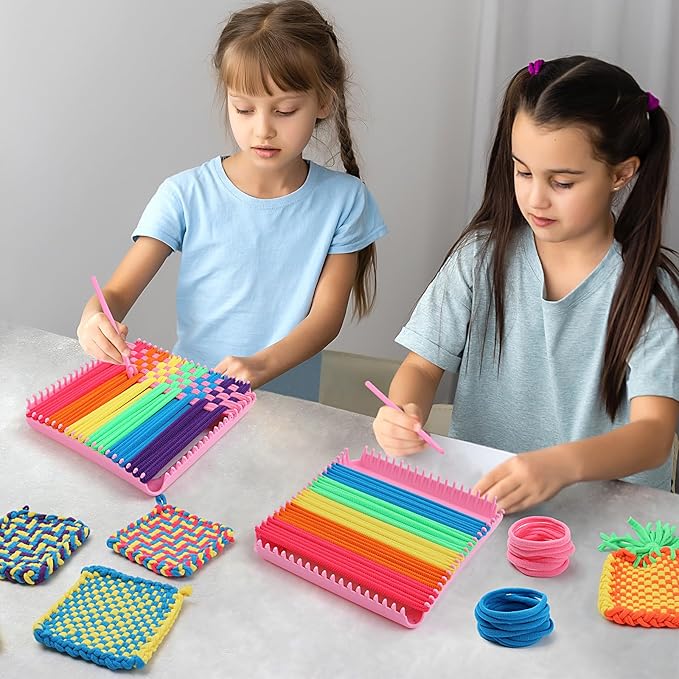 FUNBUD Weaving Loom Kit for Kids - Birthday Gifts for Girls Ages 6-12, DIY Craft Kit for Making Potholders, Arts and Crafts Toys for Girls 6-8, 8-12