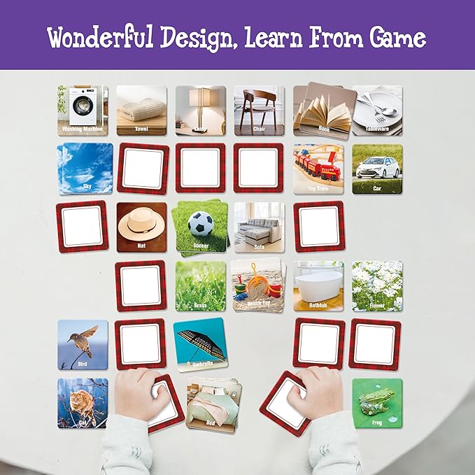 72 PCS Daily Items Matching Game, 36 Designs Everyday Objects Memory Cards Engaging Picture Matching Game, Educational Learning Toys for Preschool 4 5 6 Years Old