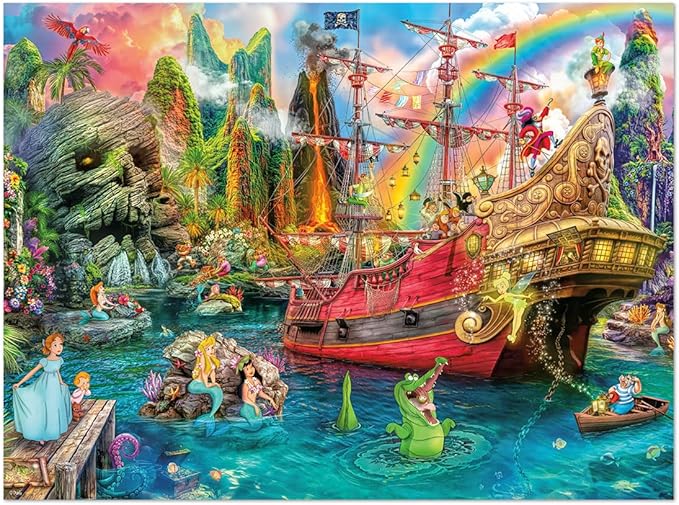 Ceaco - Sapphire Select - Disney - Aimee Stewart - Peter Pan Mermaid Lagoon -1000 Piece Jigsaw Puzzle – Challenging & Fun – Blue Core Puzzle Board – Giftable Display Box - Full Size Poster Included