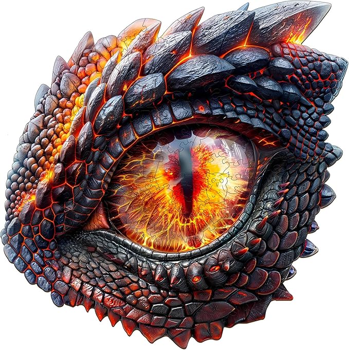 Jigfoxy Wooden Puzzles for Adults, 3D Blaze Eye Wood Puzzles Adult, Unique Animal Shape Wooden Jigsaw Puzzles for Adults, Birthday Gifts for Puzzle Lovers, Family (S-8.5 * 8.5in-90pcs)