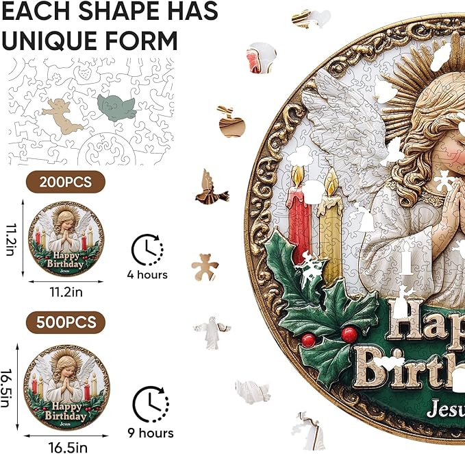 Puzzles for Adults Birthday Angel Wooden Puzzles, 500 Pieces Unique Shaped Liberty Jigsaw Puzzles, Holiday Birthday Gifts for Adults and Kids, Fun Challenge Family Game 16.7'' x 16.7''