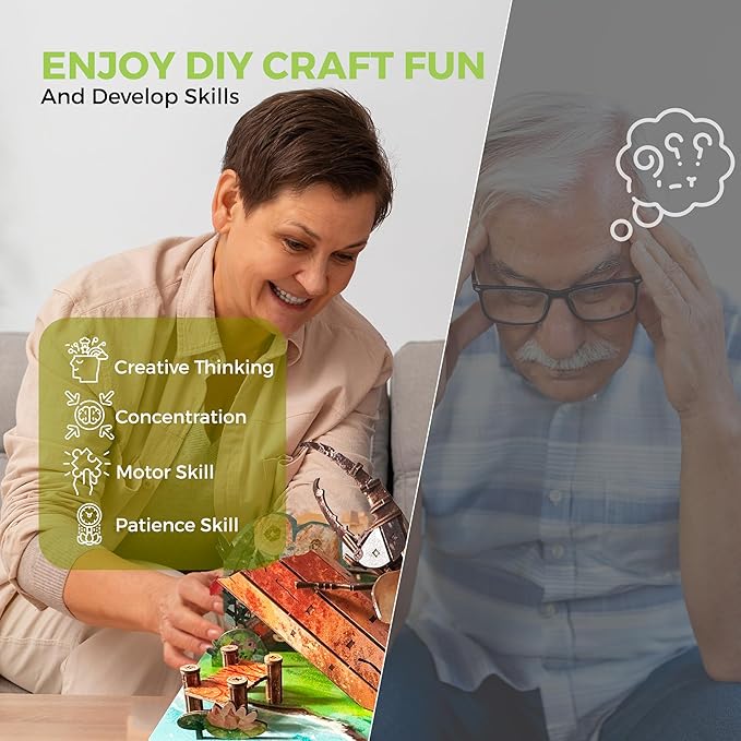 3D Wooden Puzzle for Adults, Garden Insects Collection, Educational DIY, Ladybug, Bees and Dynastes Models (Dynastes)