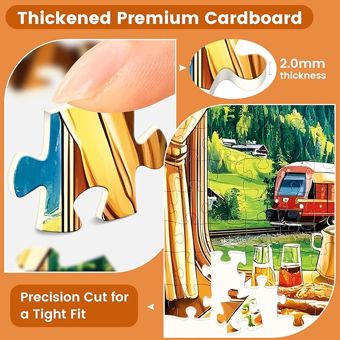 500 Piece Puzzle for Adult,Delicious Food Cartoon Jigsaw Puzzle for Adults Kids Seniors,Countryside Vintage Train Puzzle for Kids Ages 8-10 10-12,Challenging Puzzles Perfect for Game Nights,20.5*15 In