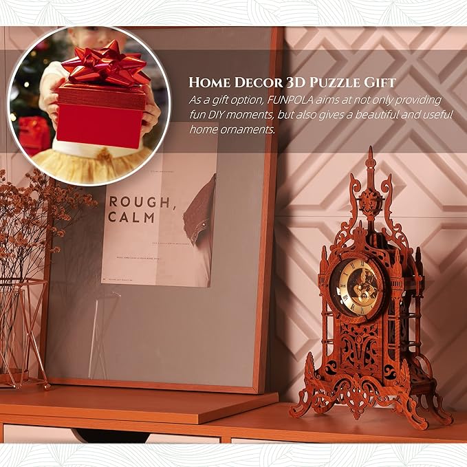 LED 3D Wood Puzzle Clock Tower, 3D Building Model, DIY 3D Clock Kit (LED-WTC02)