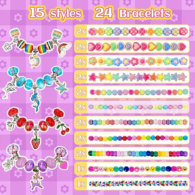klmars Bracelet Making Party Favors for Kids,24 Bracelet Wands Crafts for Girls Ages 4-8 Years Old,Birthday Goodie Bags Christmas Gifts Classroom Prizes for Kids