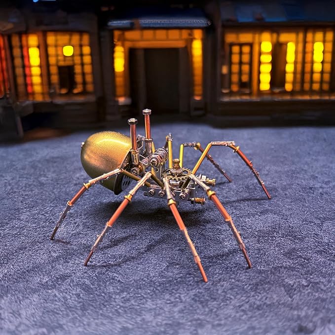 Metal Insect Bug Mechanical Steampunk Sculpture Insect Clockwork 3D Steampunk Metal Puzzle Kits for Adults (Mechanical Spider E)