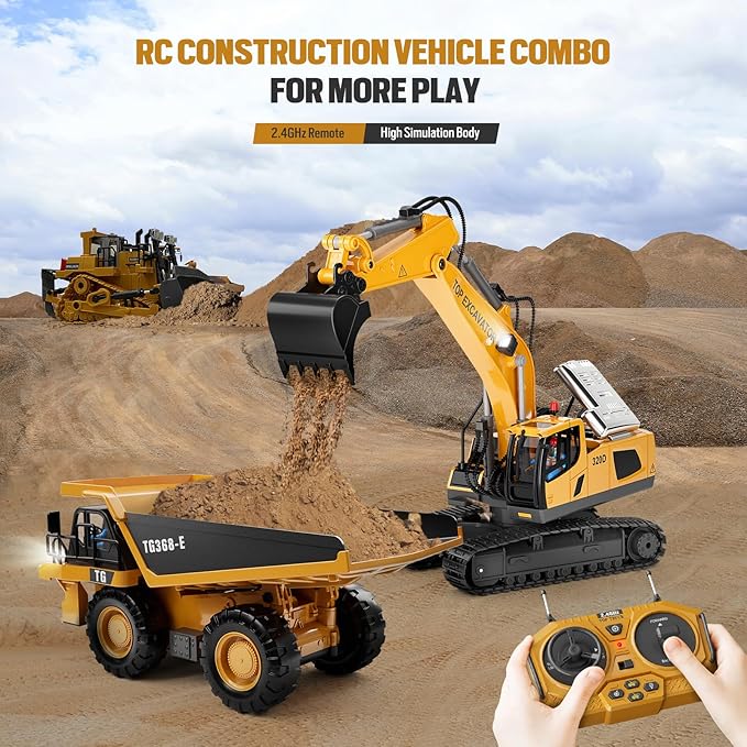 Remote Control Construction Dump Truck Toy - Construction Toys Vehicle, Toys for Boys 3-5 4-7 8-12 Year Old Kids Christmas Birthday Gift
