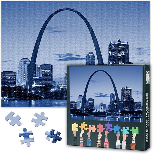 Puzzles for Adults 1000 Pieces St. Louis City Center Skyline, Jigsaw Puzzles 1000 Pieces Cityscape Theme, Challenging Puzzle Games for Women Home Decoration Gift Size 19.7x27.5 inches