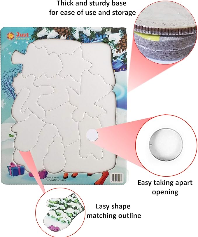 Just Smarty Preschool Christmas Puzzles for Kids Ages 3-5 Set of 2 | Fun Shapes 13 & 15 Pieces Santa Design with Tray | Christmas Best Gift | Educational Kids Puzzles Ages 3-5 Level 4