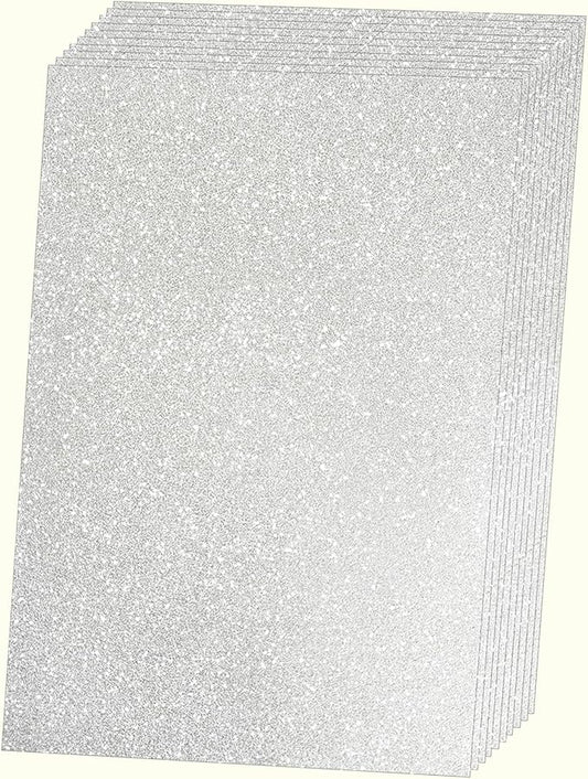 SALEMAR Silver Glitter Cardstock Paper for Cricut Sparkling Card Stock for Creating Holiday Greeting Card, Cake Toppers, Wedding Crafts, Paper Crafting, 250Gsm, 10 Sheets