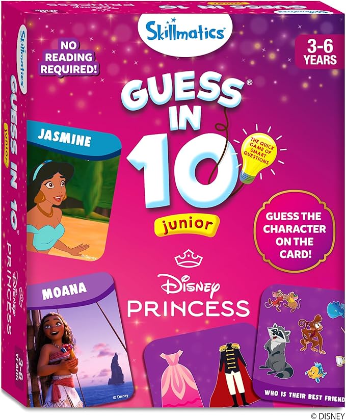 Skillmatics Guess in 10 - Disney Princess Card Game for Preschool Kids, Girls & Boys Who Love Cinderella, Ariel, Jasmine, Fun Travel Game & Gifts for Ages 3, 4, 5, 6