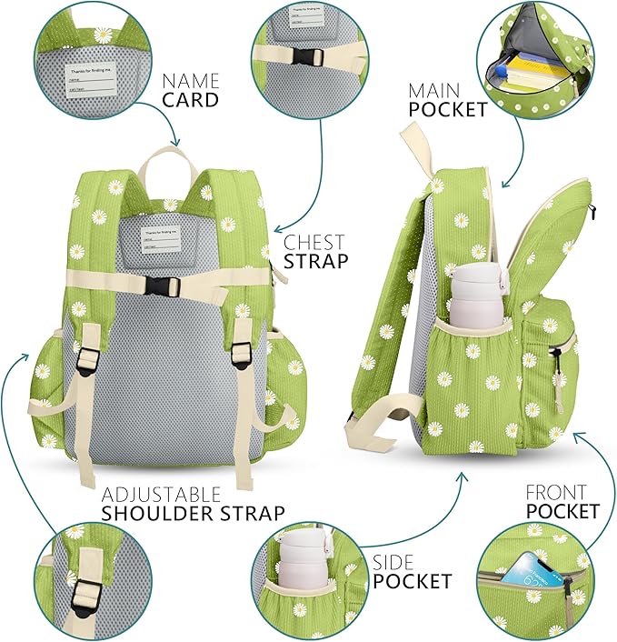 Corduroy Toddler Backpack for Boys Girls 2-5: Preschool Backpacks 13.5" H Fit Folder