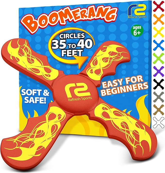 Boomerang for Kids - It Really Does Fly Back - Fun & Easy to Use Gifts for Boys & Girls - Best Toys for Ages 8-13 Gift Idea - Soft Foam Design Stocking Stuffers for Kids 6 7 8 9 10 Year Old Boy Gifts
