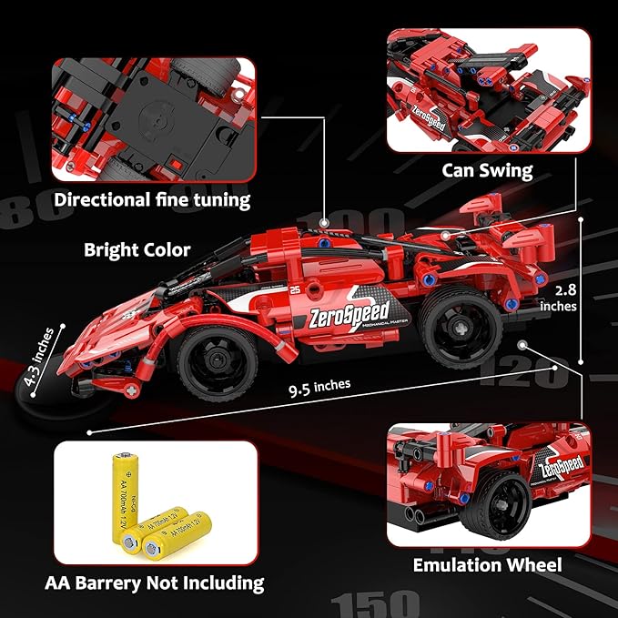 GMAOPHY STEM Toy Building Toys Gifts for Age 5, 6, 7, 8, 9, 10, 11, 12 Years Old Kids Boys Girls, 2 in 1 Remote Control Racing Car Building Blocks, 351 Pcs DIY Engineering Construction Toy