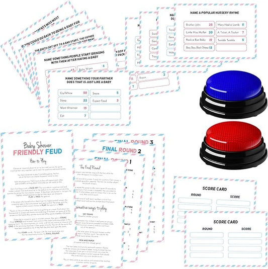 Baby Shower Friendly Feud Game with 2 Answer Buzzers, Feud Card for Family Game Night Fun Trivia Quiz for Party Office Class Groups Team Building