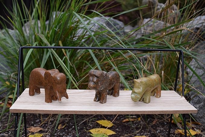 STUDIOSTONE CREATIVE DIY Arts & Crafts Carving Kit Kids Adults Safari Set of 3 Sculpture Soapstone