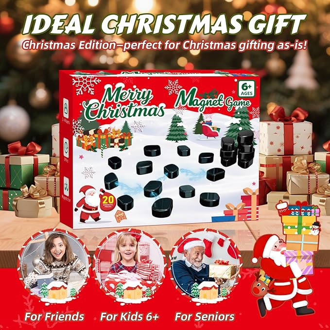 Magnet Game, Family Games for Kids and Adults, Board Games for Adults and Kids 8-12, Magnetic Game with String for Family Games Night, Christmas Version