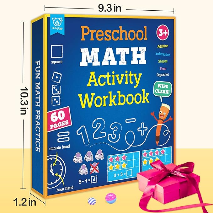 Preschool Learning Activities 60 Reusable Pages, Number Tracing Addition Subtraction Math Practice Kindergarten Workbook, Educational Fine Motor Toddler Learning Toys for 3 4 5 Year Olds