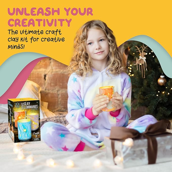 JOiFULi DIY Clay Luminaries Clay Craft Kit Gifts for Kids Girls Boys Teens for Kids Age 8 9 10 11 12