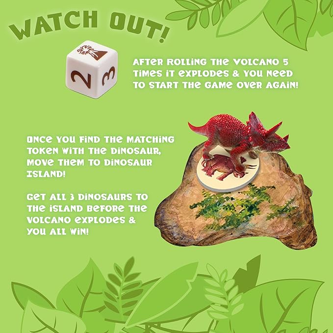 Peaceable Kingdom Dinosaur Escape Cooperative Memory Game of Logic and Luck for 2 to 4 Kids Ages 4+