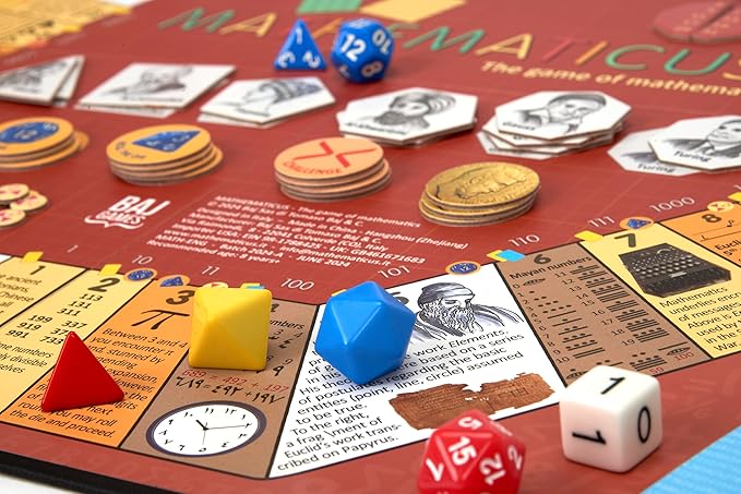 Math Board Game - [English Edition] - Mathematicus: Where Numbers Meet History. Explore The multicultural World of Ancient Mathematics and Calculation Tools - 2-5 Players Challenges - 525 Pieces
