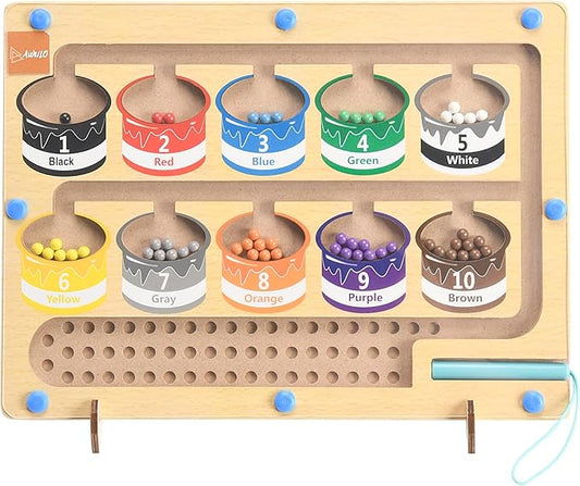 Magnetic Numbers Maze Toy - Eco-Friendly Material - Color Maze Sorting Game Toy - Educational Fine Maze Motor Skills Toys - Suitable for Boys and Girls - Multicolor (10 x 0.98 x 8 inches)