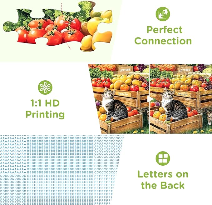 500 Pieces Jigsaw Puzzles for Adults, Truck and Cats Puzzle for Adults Child Seniors, Fruits and Vegetables Puzzle 500 Pieces, Gift for Birthday, Home Decor, Fun for Family Entertainment 20.5x15in