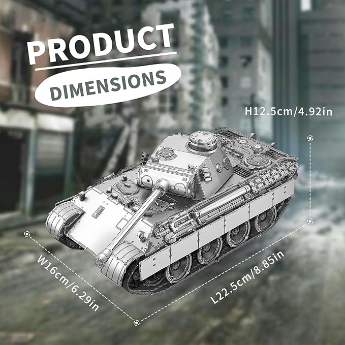 Piececool 3D Puzzles for Adults, German Panther D Tank Model Kits Building (1:48 Scale), Military Model 3D Puzzle Kit for Teen Birthday Gifts - 413 Pcs
