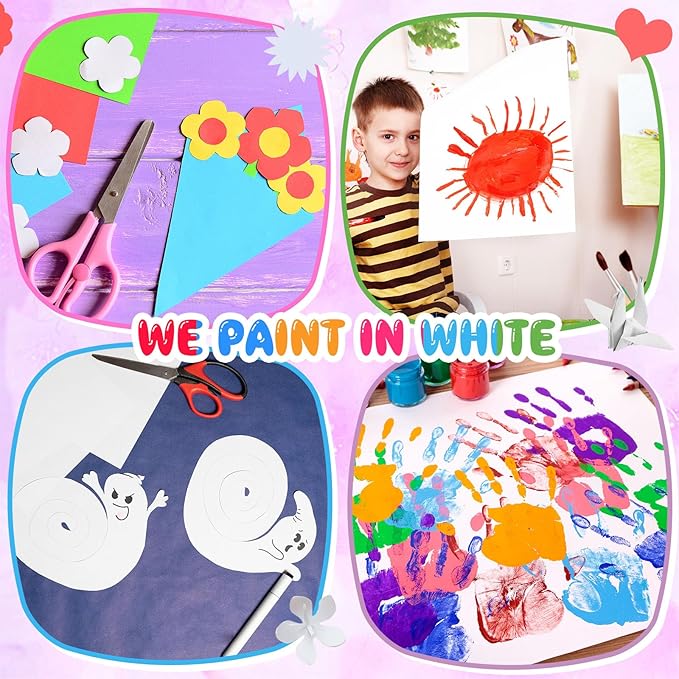 1000 Sheets Construction Paper Bulk School Supplies 9 x 12 Inches Art Classic Heavyweight Paper Craft for Kids Adults Holiday Drawing(White)