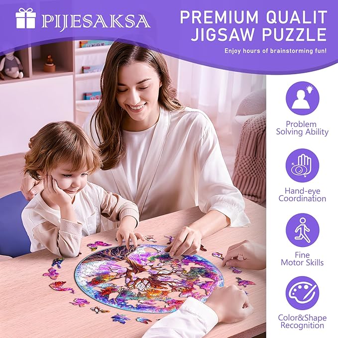 Wooden Puzzles for Adults - Dreamy Tree of Life Wooden Puzzle, Unique Shape Wood Jigsaw Puzzles for Adults, Wood Puzzles Adult, Perfect for Birthday, Family Puzzle, 190 Piece 11.4 x 11.4in Medium
