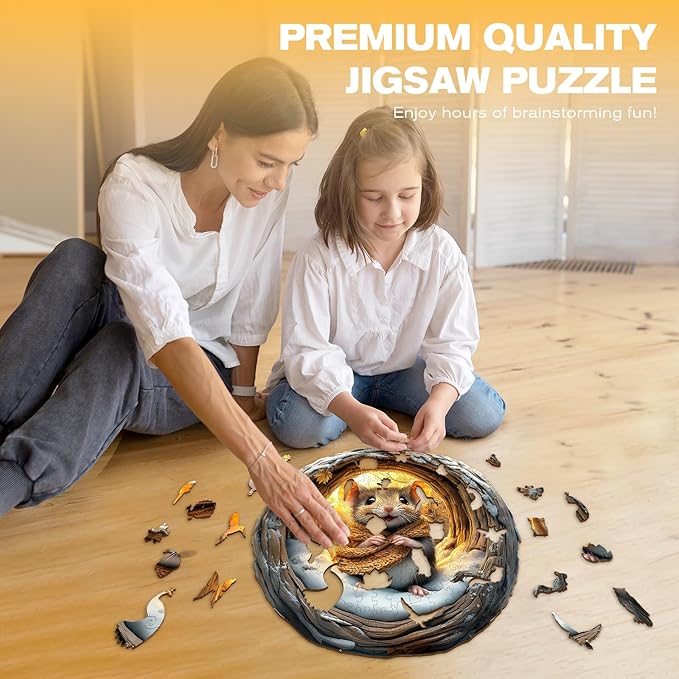 Wooden Puzzles for Adults - Unique Shape 3D Vision Wooden Puzzle - Cave Mouse Wooden Puzzles - Challenging Adult Animal Puzzles Creative Gifts - Birthday Gifts for Adults - Puzzle Toys - (300pcs)