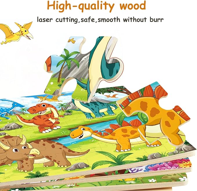 Puzzles for Kids Ages 4-6 4-8, Wooden Jigsaw Puzzles 48-60 Pieces for Toddler Children Learning Educational Puzzles 4 5 6 7 8 Year Toys for Boys and Girls (6 Puzzles)