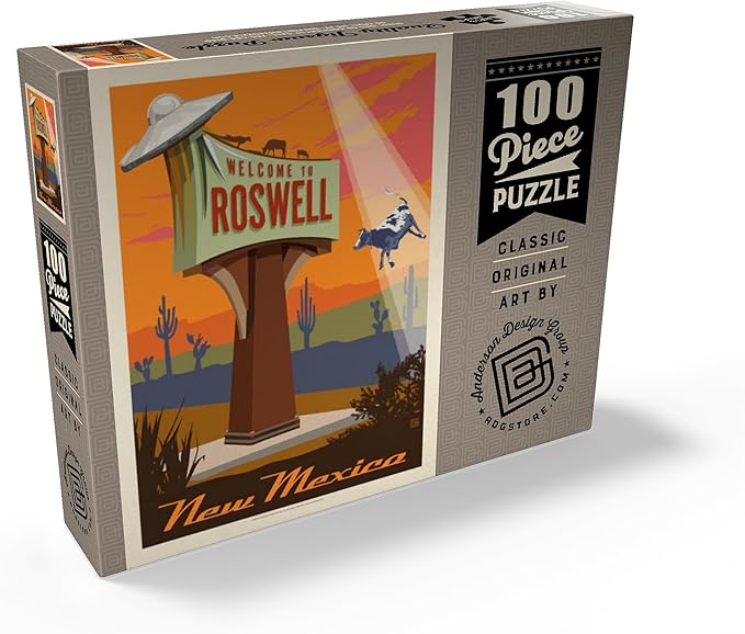 MyPuzzle Roswell, New Mexico, Vintage Poster - Premium 100 Piece Jigsaw Puzzle for Adults