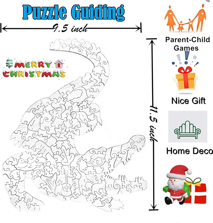 Wooden Jigsaw Puzzle for Adults,Unique Crocodile Animals Shaped Magic Pieces Family Game Best Gift Adults,Can be Used as a Cool Mouse Pad, 164pcs,(11.5x9.5 inches) 02…