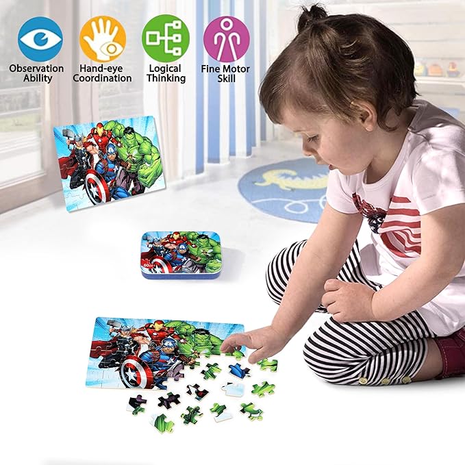 LELEMON Puzzles for Kids Ages 4-6, 60 Piece Puzzles for Kids Ages 4-8,Children Jigsaw Puzzles in a Metal Box,Educational Learning Puzzle Toys for Girls and Boys