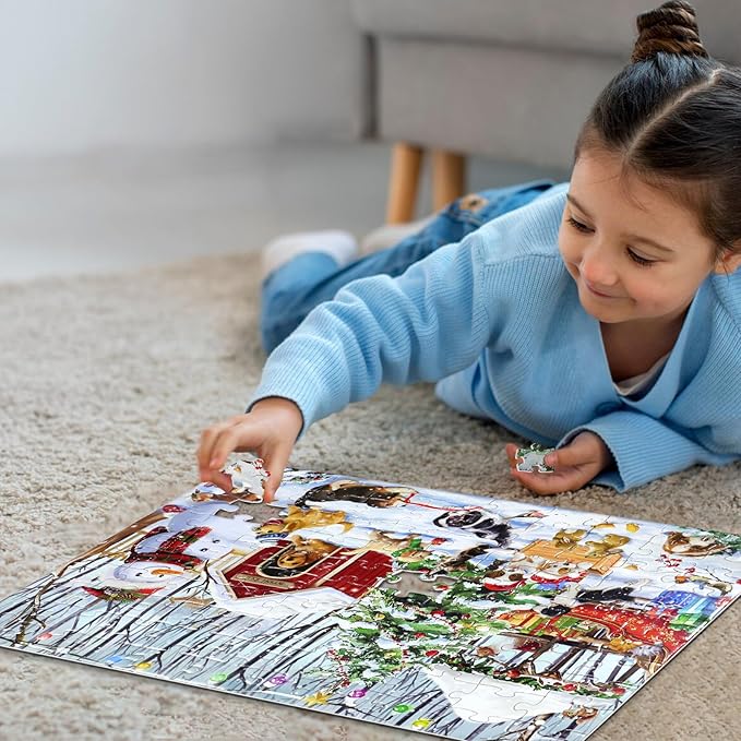 100 Piece Christmas Puzzle for Kids Ages 4-6 6-8 8-10 Christmas Ideal Gift for Boys Girls Jigsaw Puzzles 100 Pieces for Seniors(Cute Animals)