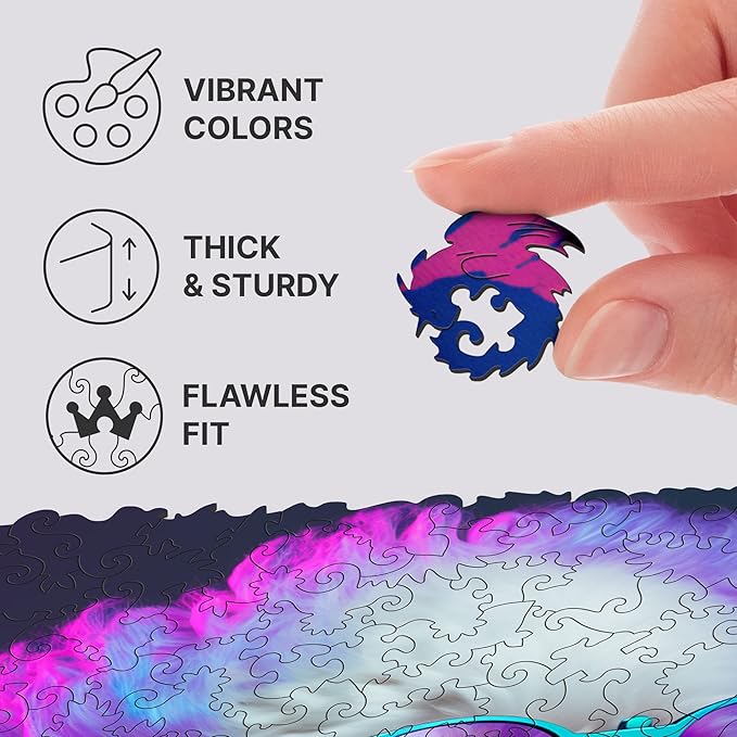 UNIDRAGON Original Wooden Jigsaw Puzzles - Pop Art Glow Up Collection - Sir Poodle - Dog Puzzle 250 Pieces, Beautiful Gift Package, Wooden Puzzle for Adults